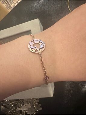 Tous Love MaMa Rose Gold Circular Cutout Bracelet with Pink Stone